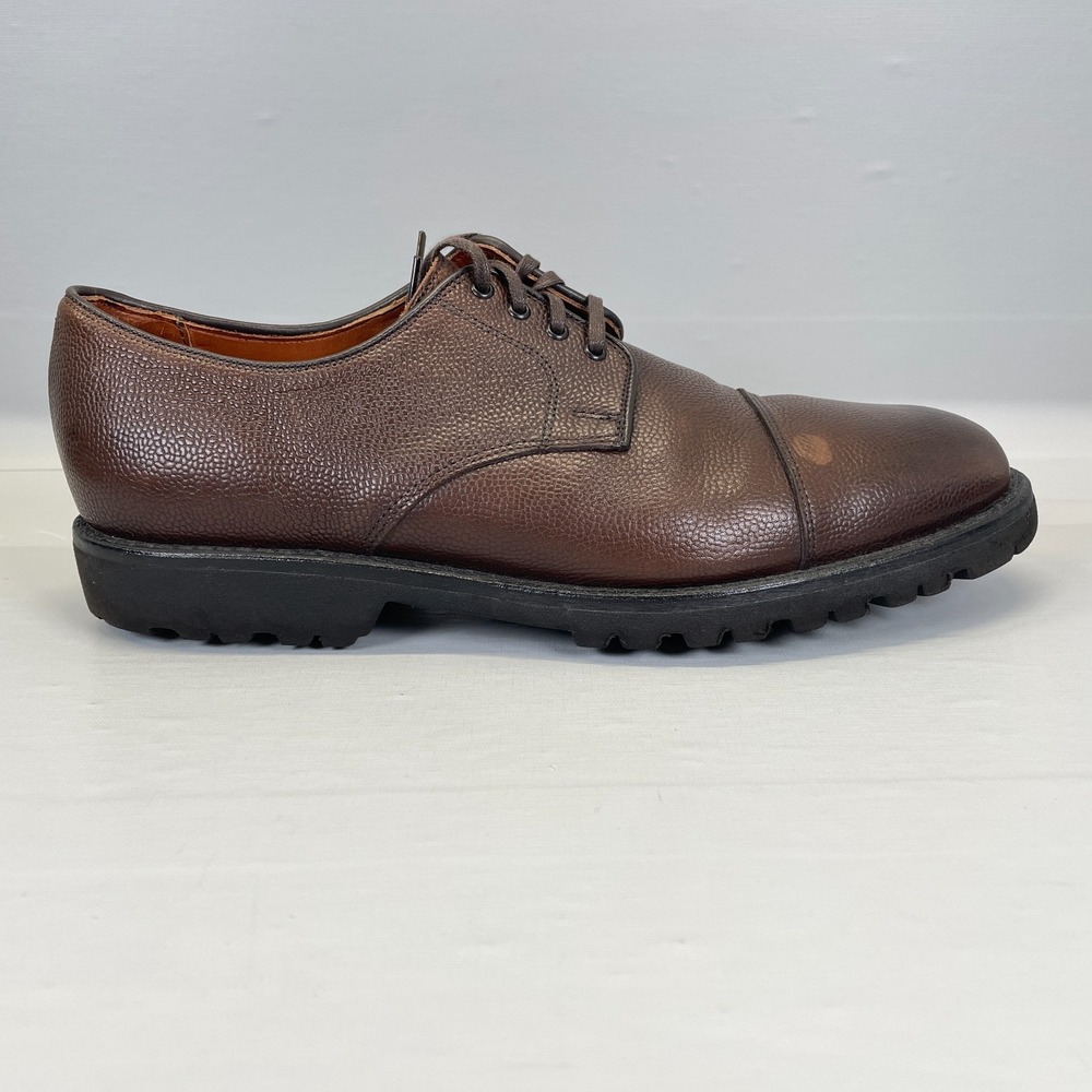 Allen Edmonds Tate Oxford Shoes Mens Size 10.5 D Brown Pebbled Leather Cap Toe
